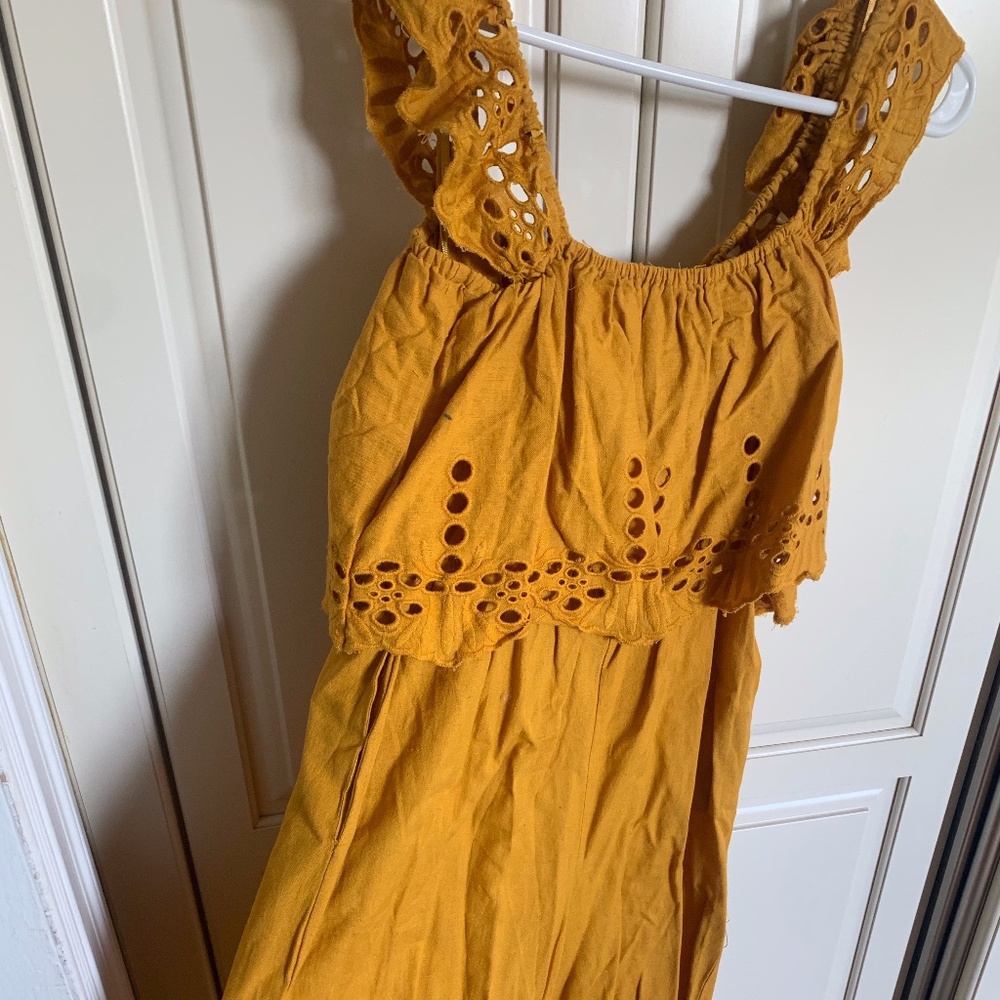 Off-Shoulder Mustard Yellow Jumpsuit